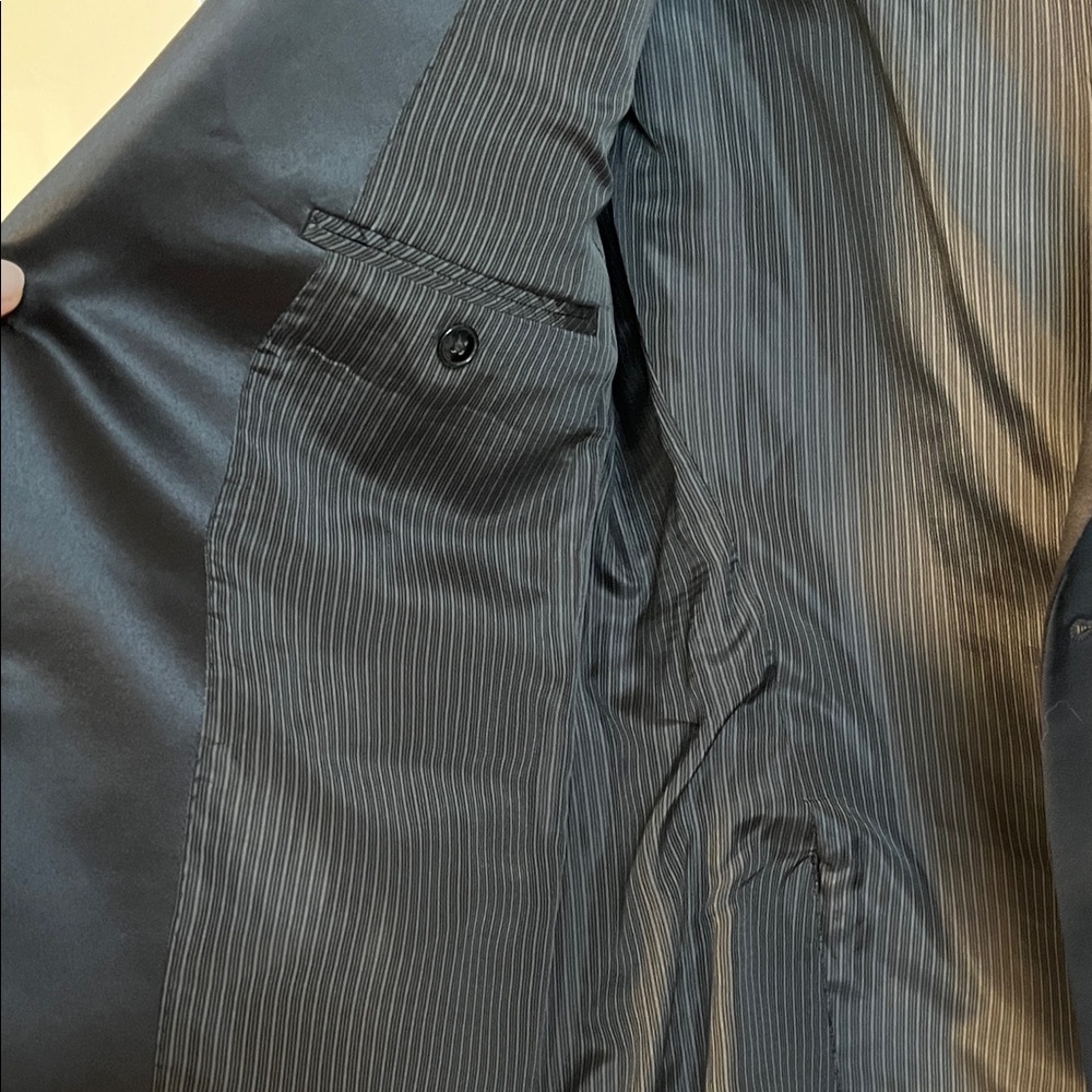 NWOT Calvin Klein 100% Wool Slim Fit Classic Black Blazer Satin Accent, Size 10 - Picture 10 of 12